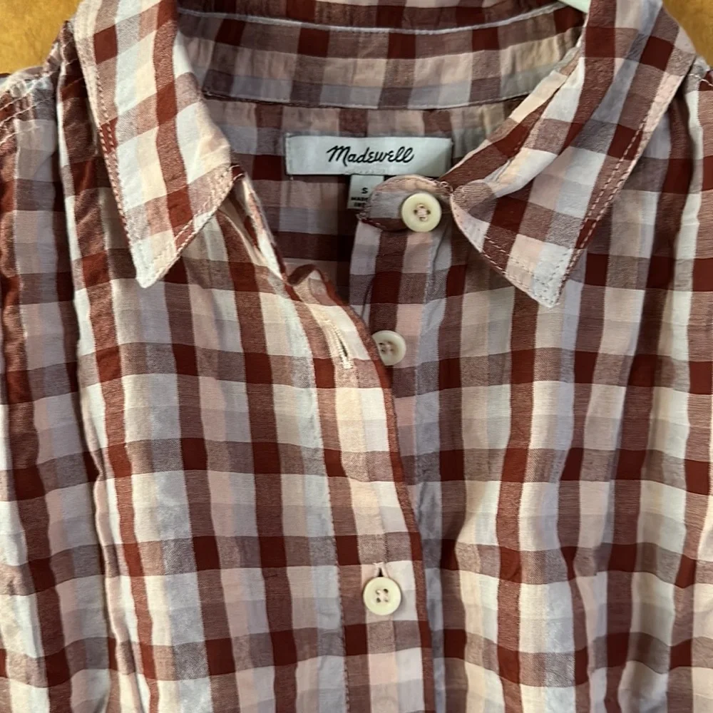 NWT Madewell Seersucker Baybrook Shirt in Plaid, Size S - Picture 9 of 16